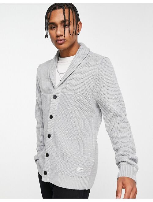 Jack & Jones Originals Shawl collar cardigan in gray