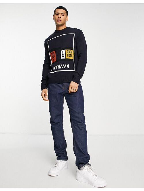 Only & Sons sweater with Nyhavn houses in navy