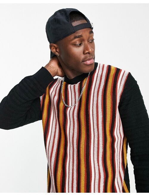 Only & Sons sweater with vertical pattern in multi