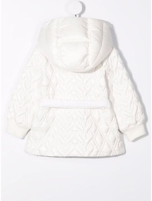 Moncler Enfant quilted logo belt mid-length coat