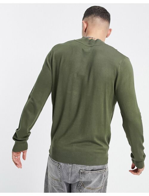 River Island long sleeve turtle neck sweater in khaki