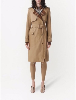 check-panel trench coat