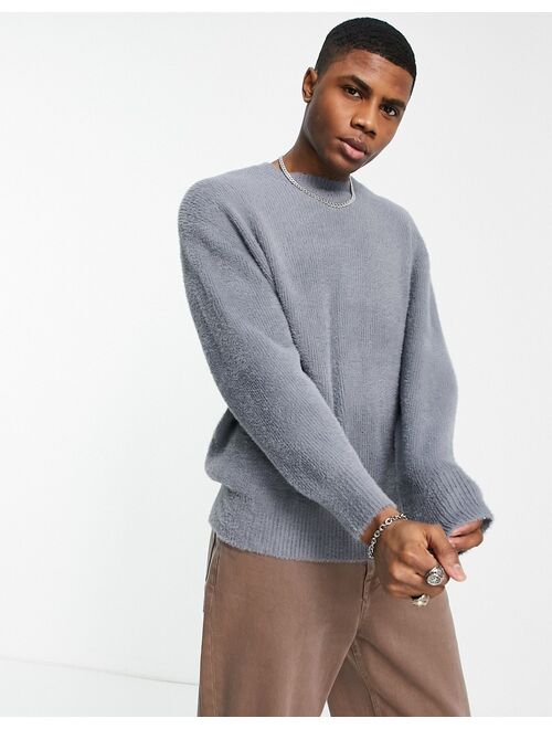 Bershka oversized fluffy sweater in gray