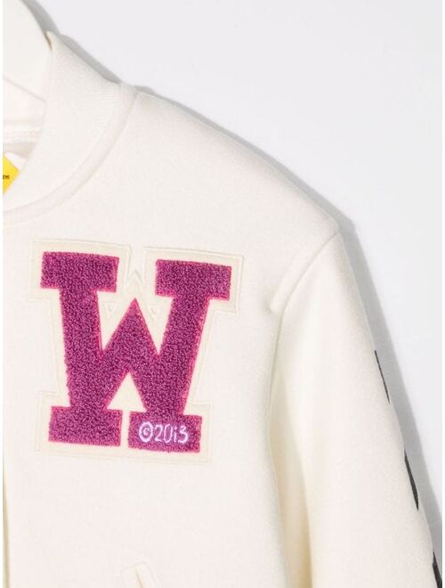 Off-White Kids logo-patch varsity jacket