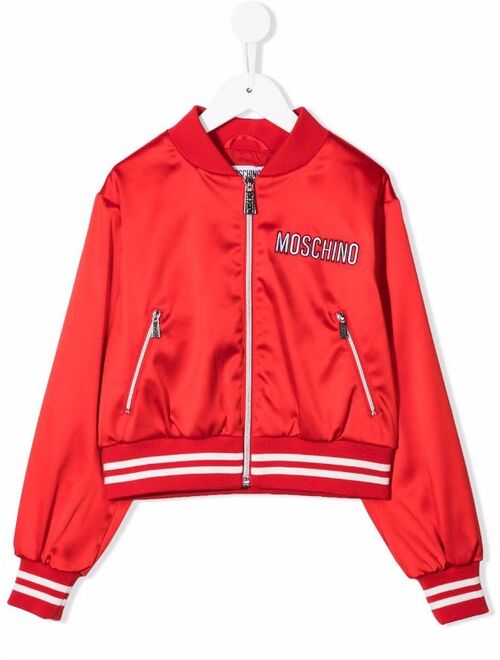 Moschino Kids embroidered-logo bomber jacket