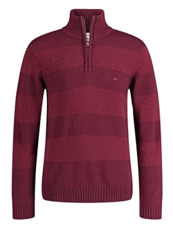 Boys' Half Zip Pullover Sweater, Ribbed Neckline & Logo Detailing