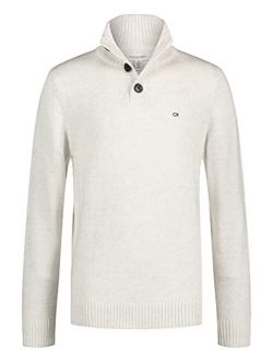 Boys' Half Zip Pullover Sweater, Ribbed Neckline & Logo Detailing