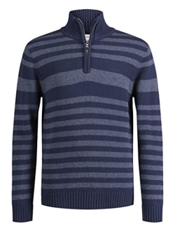 Boys' Half Zip Pullover Sweater, Ribbed Neckline & Logo Detailing