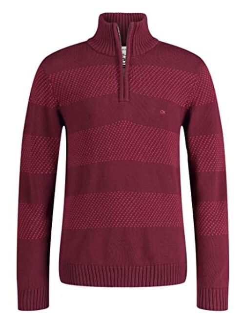 Calvin Klein Boys' Half Zip Pullover Sweater, Ribbed Neckline & Logo Detailing