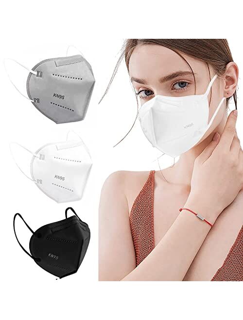 Lement 100pcs KN95 Face Mask Black Filter Breathable Masks 5 Layer Design Cup Dust Safety Masks