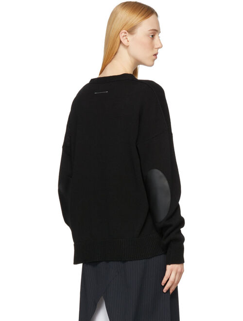 MM6 Maison Margiela Black Elbow Patch Cardigan