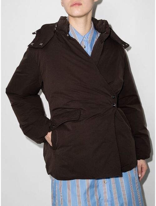 GANNI wrap-front puffer jacket