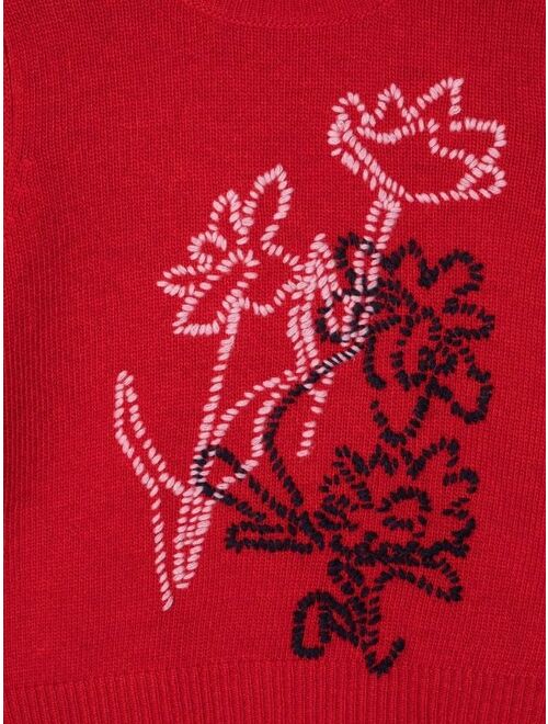 Il Gufo floral-embroidery wool jumper