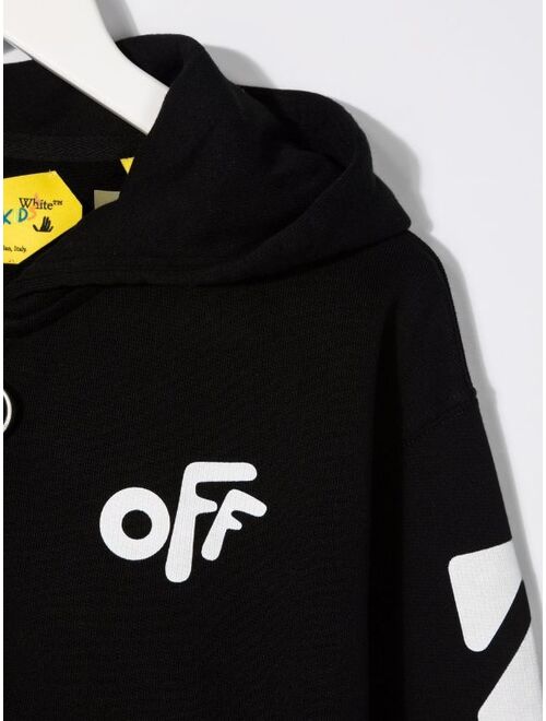 Off-White Kids side stripe zip hoodie