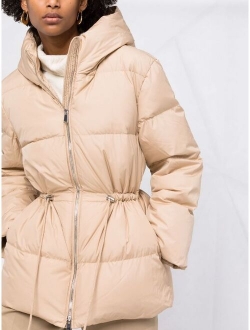 12 STOREEZ drawstring-waist hooded puffer jacket