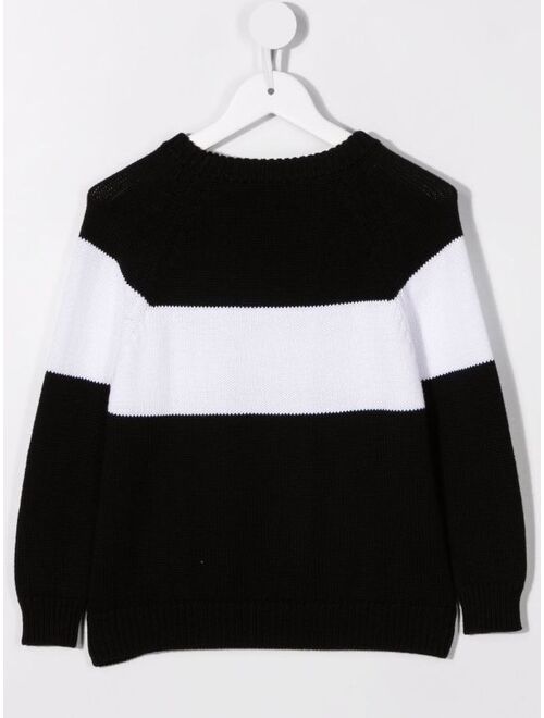 Balmain Kids two-tone knitted jumper