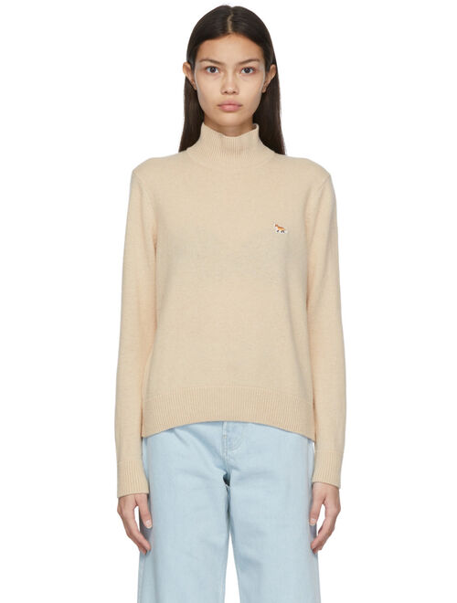 Maison Kitsuné SSENSE Exclusive Beige Baby Fox Patch Turtleneck