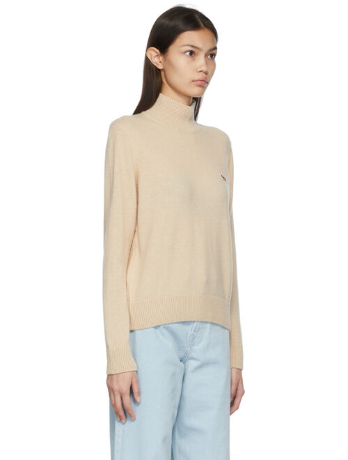 Maison Kitsuné SSENSE Exclusive Beige Baby Fox Patch Turtleneck