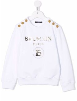 Kids metallic logo-print long-sleeve sweatshirt