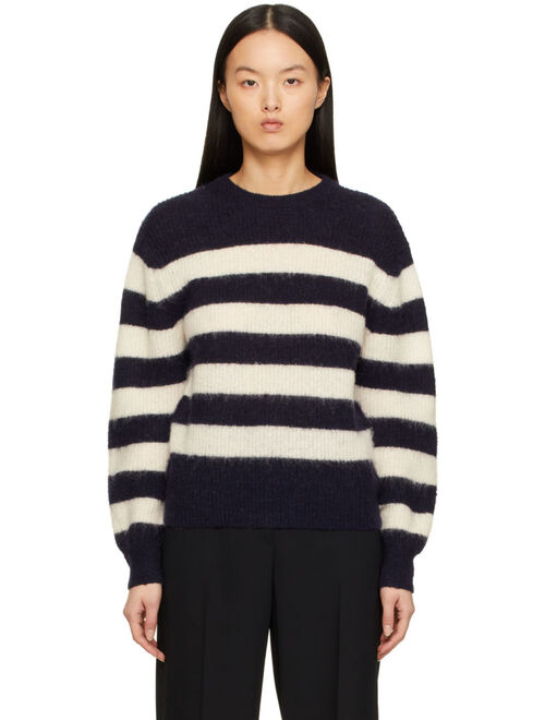 A.P.C. White & Navy Lia Sweater