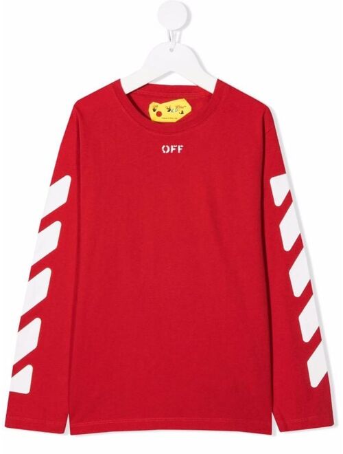 Off-White Kids diagonal print long-sleeve T-shirt