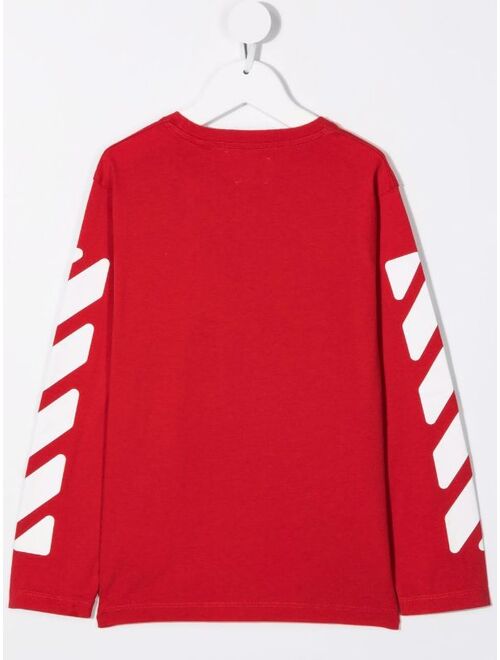 Off-White Kids diagonal print long-sleeve T-shirt