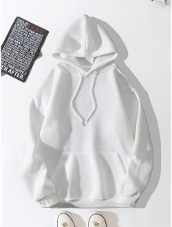 Men Kangaroo Pocket Drawstring Thermal Hoodie