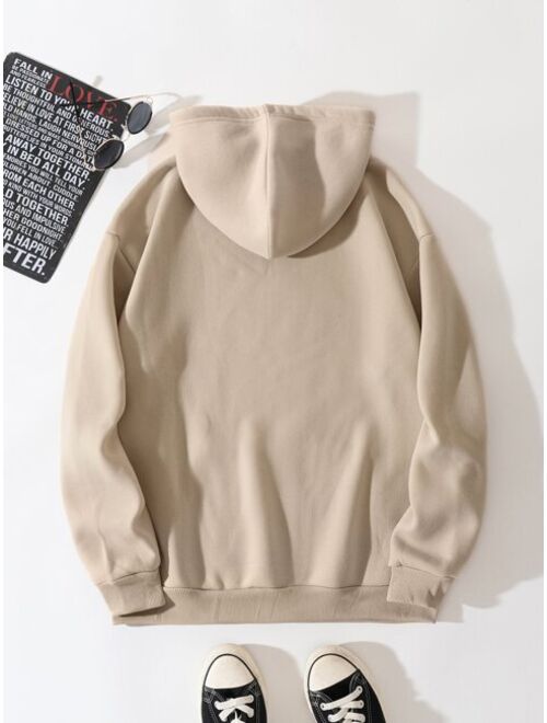 Shein Men Kangaroo Pocket Drawstring Thermal Hoodie