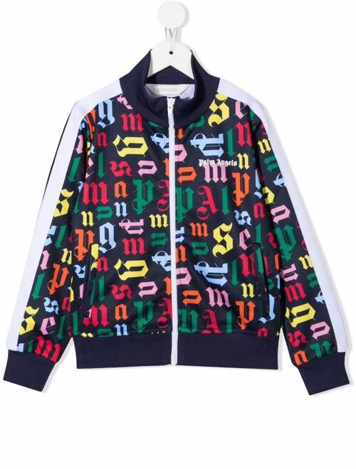 Palm Angels Kids monogram zip-up track jacket