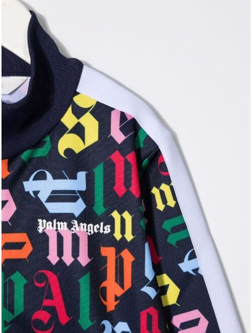 Palm Angels Kids monogram zip-up track jacket