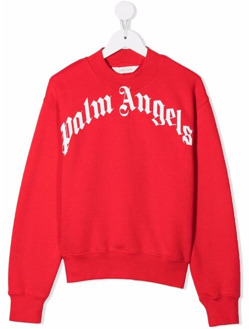 Palm Angels Kids logo-print cotton sweatshirt