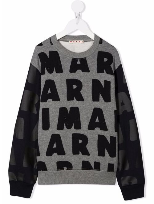 Marni Kids two-tone logo-print sweatshirt