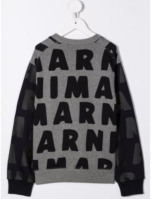 Marni Kids two-tone logo-print sweatshirt