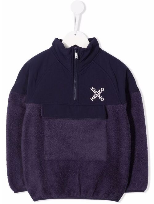 Kenzo Kids logo-print half-zip jumper