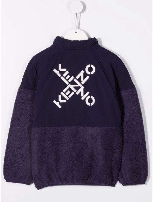 Kenzo Kids logo-print half-zip jumper