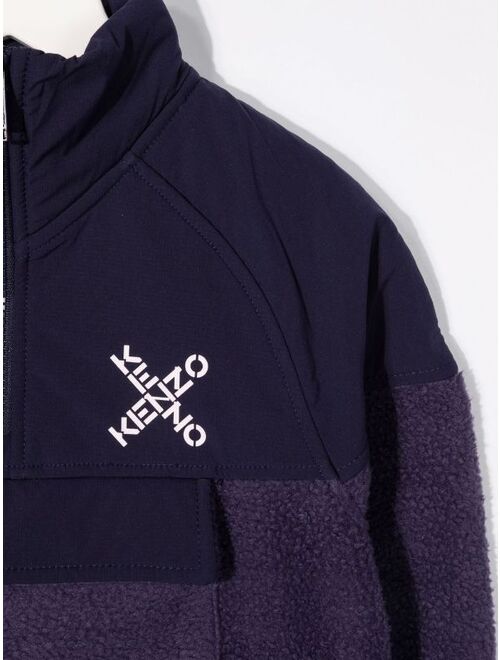 Kenzo Kids logo-print half-zip jumper