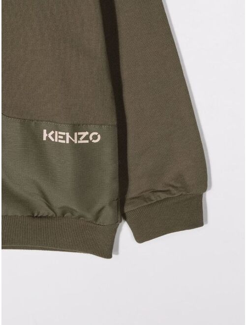 Kenzo Kids contrast-panel zip-up hoodie