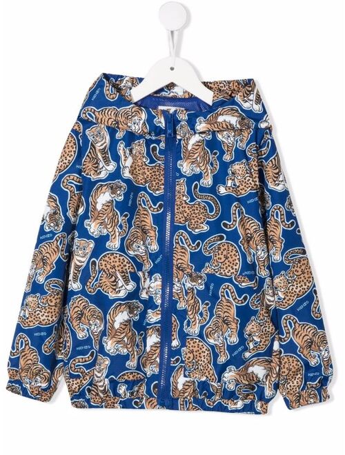 Kenzo Kids Tiger-print hooded jacket