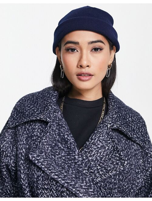 Asos Design hero double breasted coat in navy herringbone