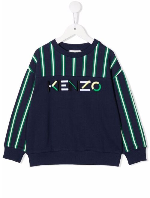 Kenzo Kids logo-embroidered striped sweatshirt