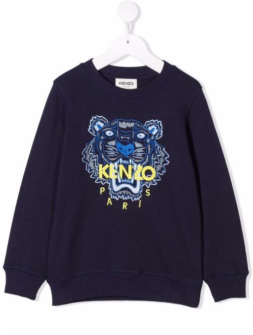 Kenzo Kids tiger-logo embroidery sweatshirt