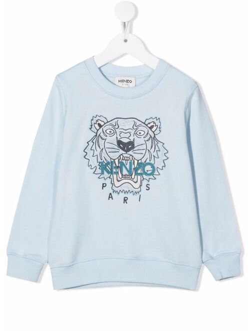 Kenzo Kids tiger head-motif cotton sweatshirt