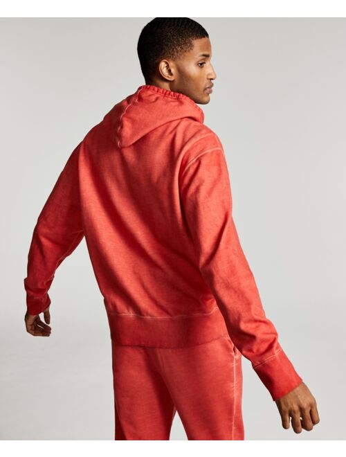 Sun + Stone Men's Garment-Washed Fleece Hoodie, Created for Macy's