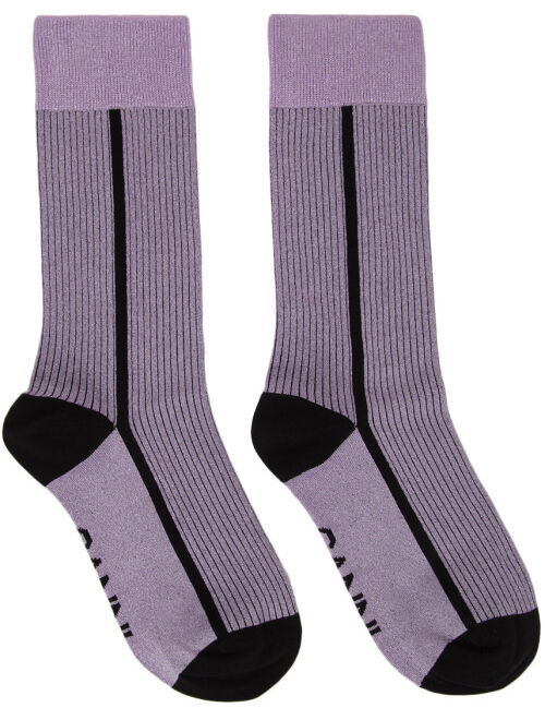 GANNI Purple & Black Lurex Socks