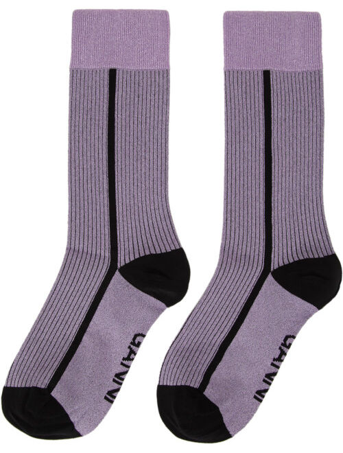 GANNI Purple & Black Lurex Socks