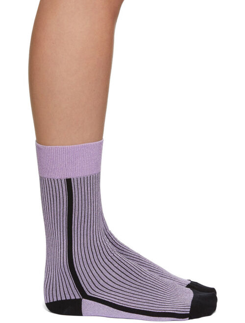 GANNI Purple & Black Lurex Socks