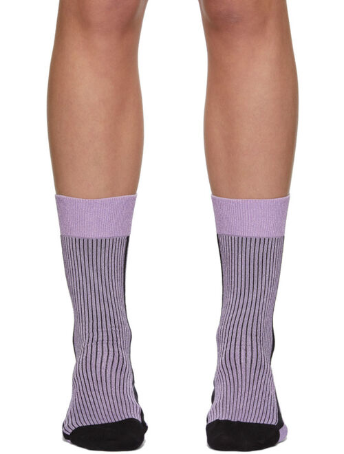 GANNI Purple & Black Lurex Socks