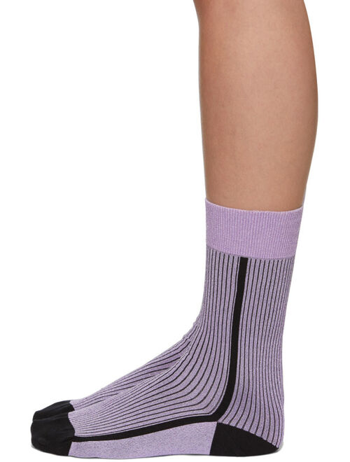 GANNI Purple & Black Lurex Socks