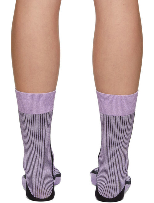 GANNI Purple & Black Lurex Socks