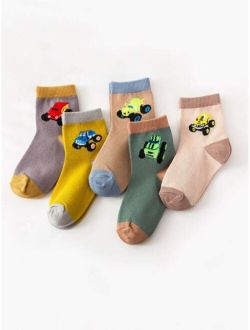 5pairs Toddler Boys Cartoon Graphic Socks